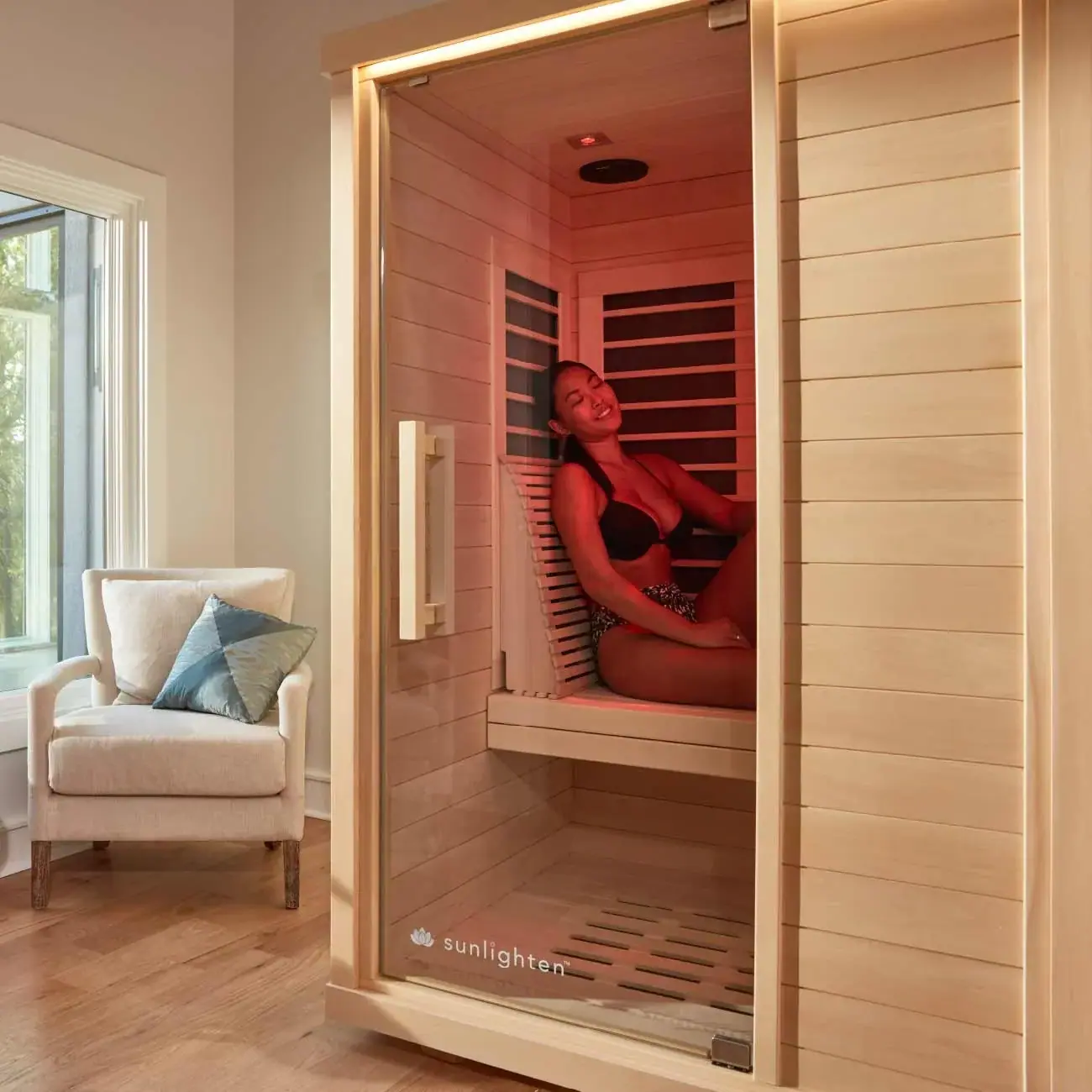 A private infrared sauna cabin